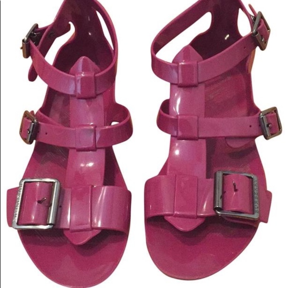 Burberry Jelly Gladiator Sandals in Berry.